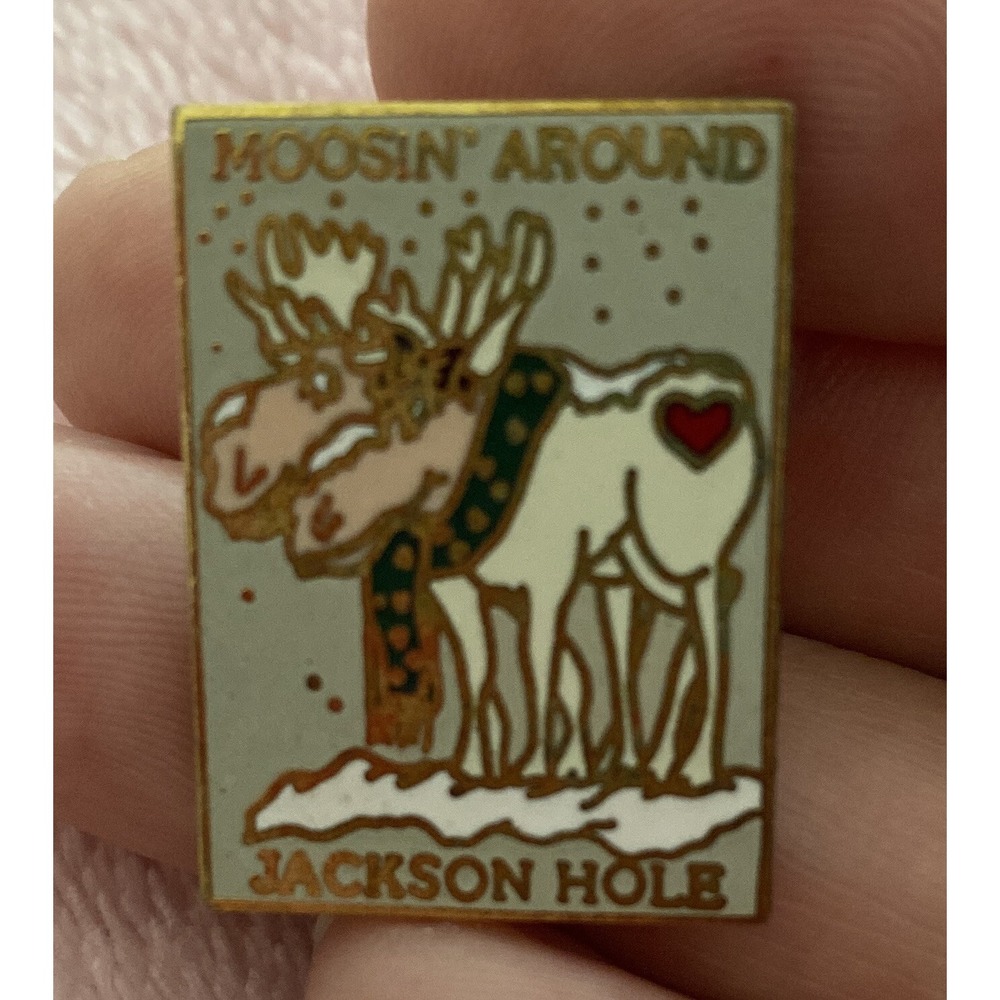 VNTG JACKSON HOLE Snow Couple Of Moose's In Love "MOOSIN AROUND"Brooch /Pinacle